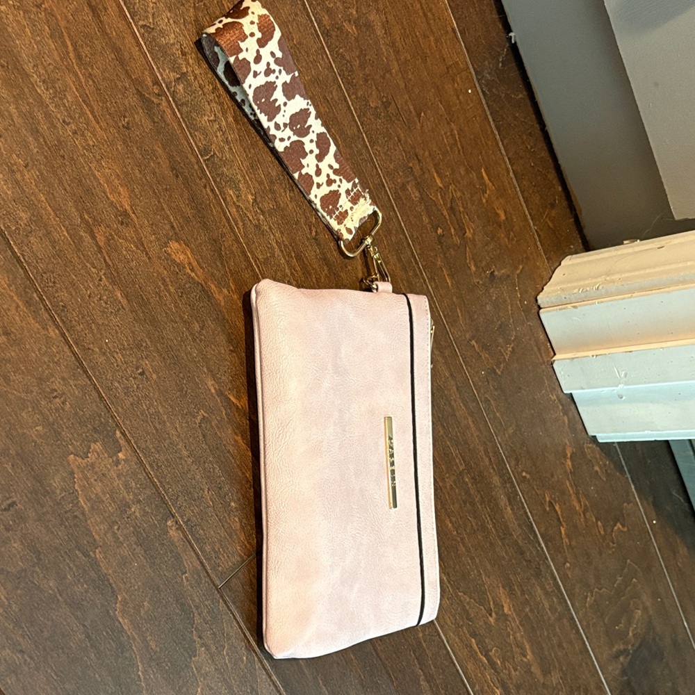 Women’s light purple Wristlet Clutch with Cowhide Strap